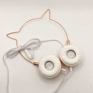 Rose Gold Kitty Cat Ears Fashion Stereo Headphones With Built-In Microphone